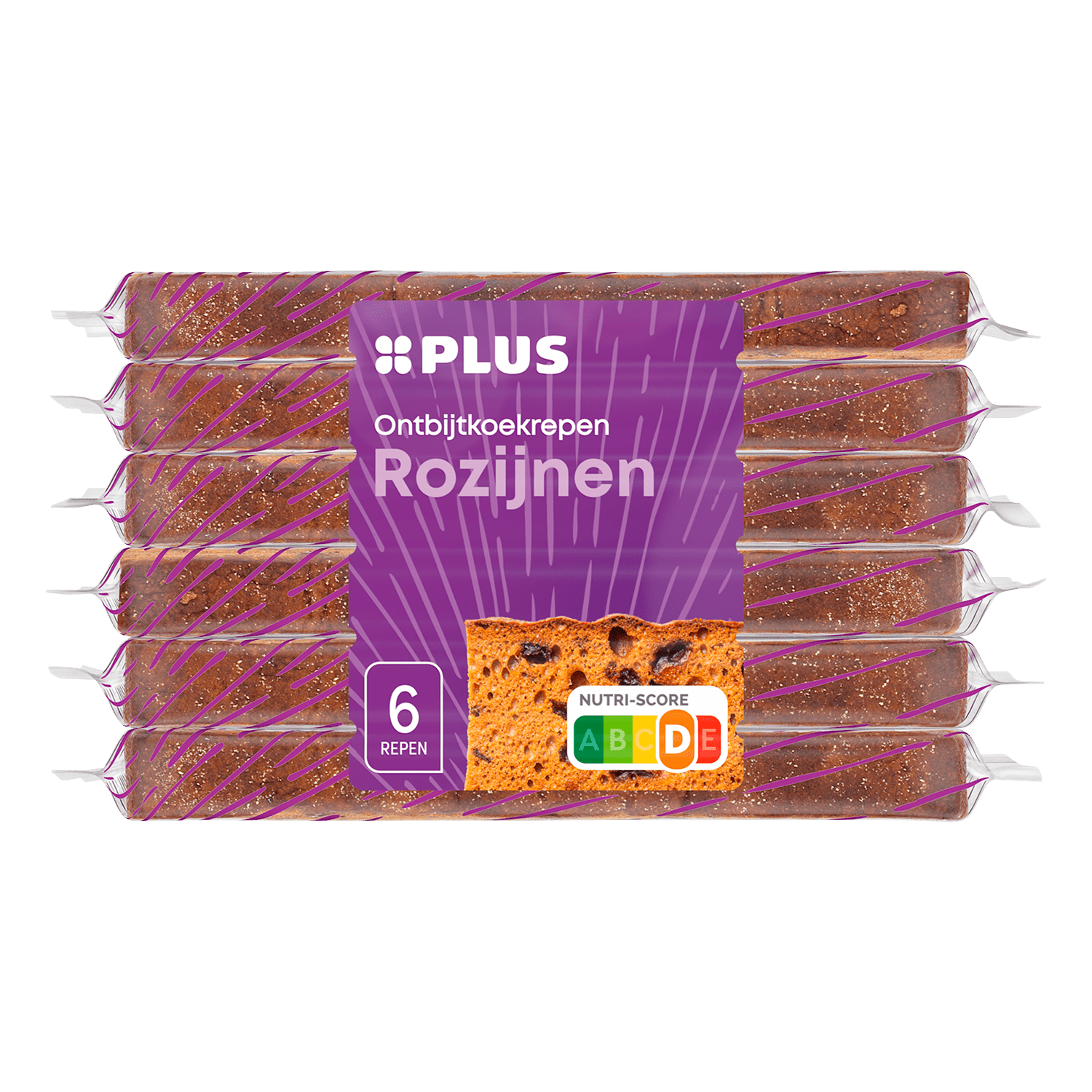PLUS Ontbijtkoekrepen Rozijnen 6 pack
