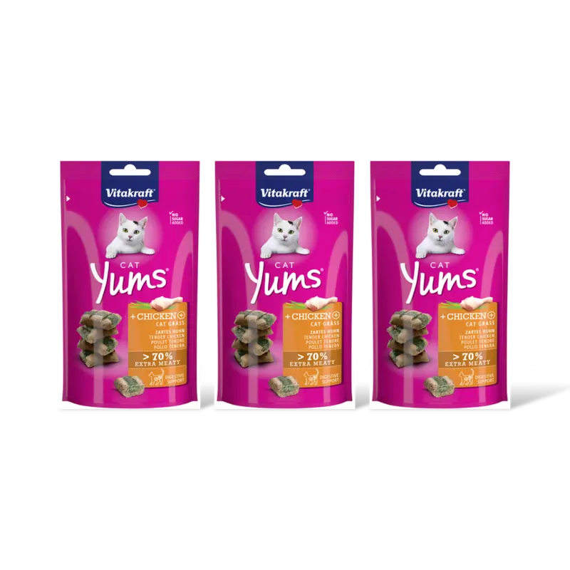 Vitakraft Cat yums met kip en kattengras 3-pack