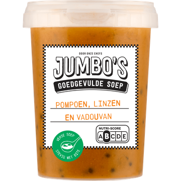 Jumbo's Goedgevulde Soep Pompoen, Linzen en Vadouvan 500 g