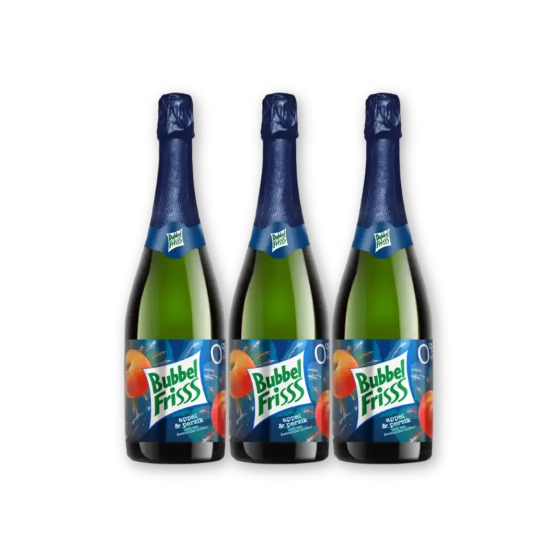 DubbelFrisss Bubbelfris appel & perzik 0% 3-pack