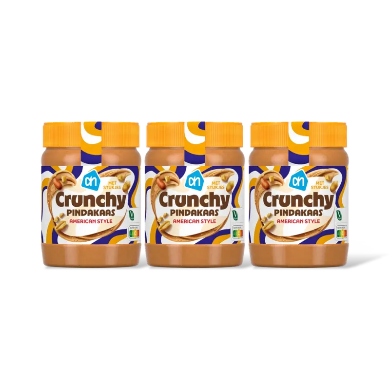 AH Crunchy pindakaas American style st 3pck