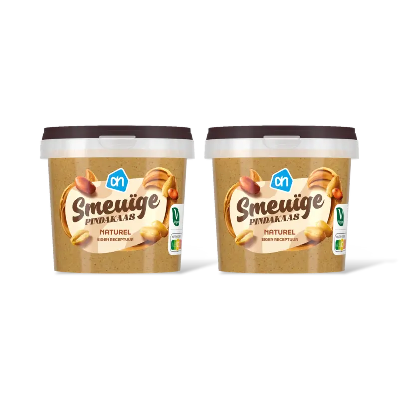 AH Smeuige pindakaas naturel 2-pack