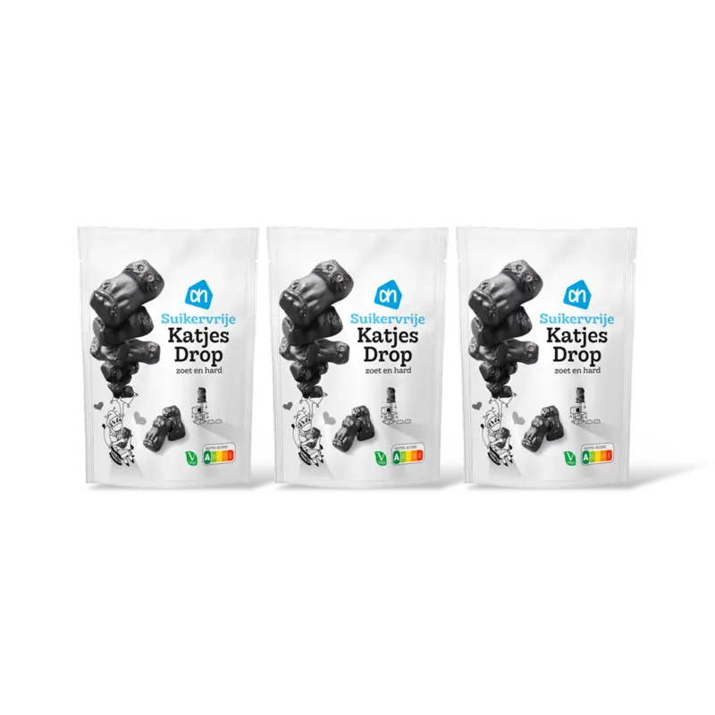 AH Suikervrij katjesdrop 3-pack