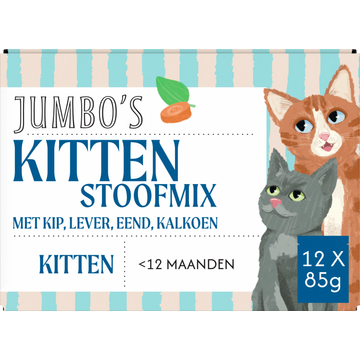 Jumbo's Kitten Stoofmix met Kip, Lever, Eend, Kalkoen <12 Maanden 12 Stuks