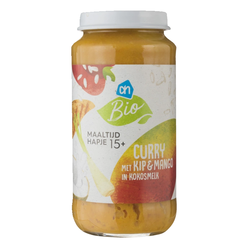 AH Biologisch Curry met kip en mango in kokos 15m+
