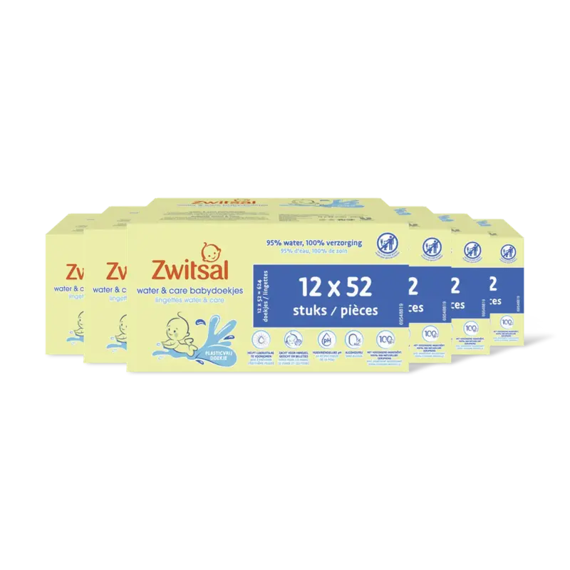 Zwitsal Water&care babydoekjes geur 6-pack