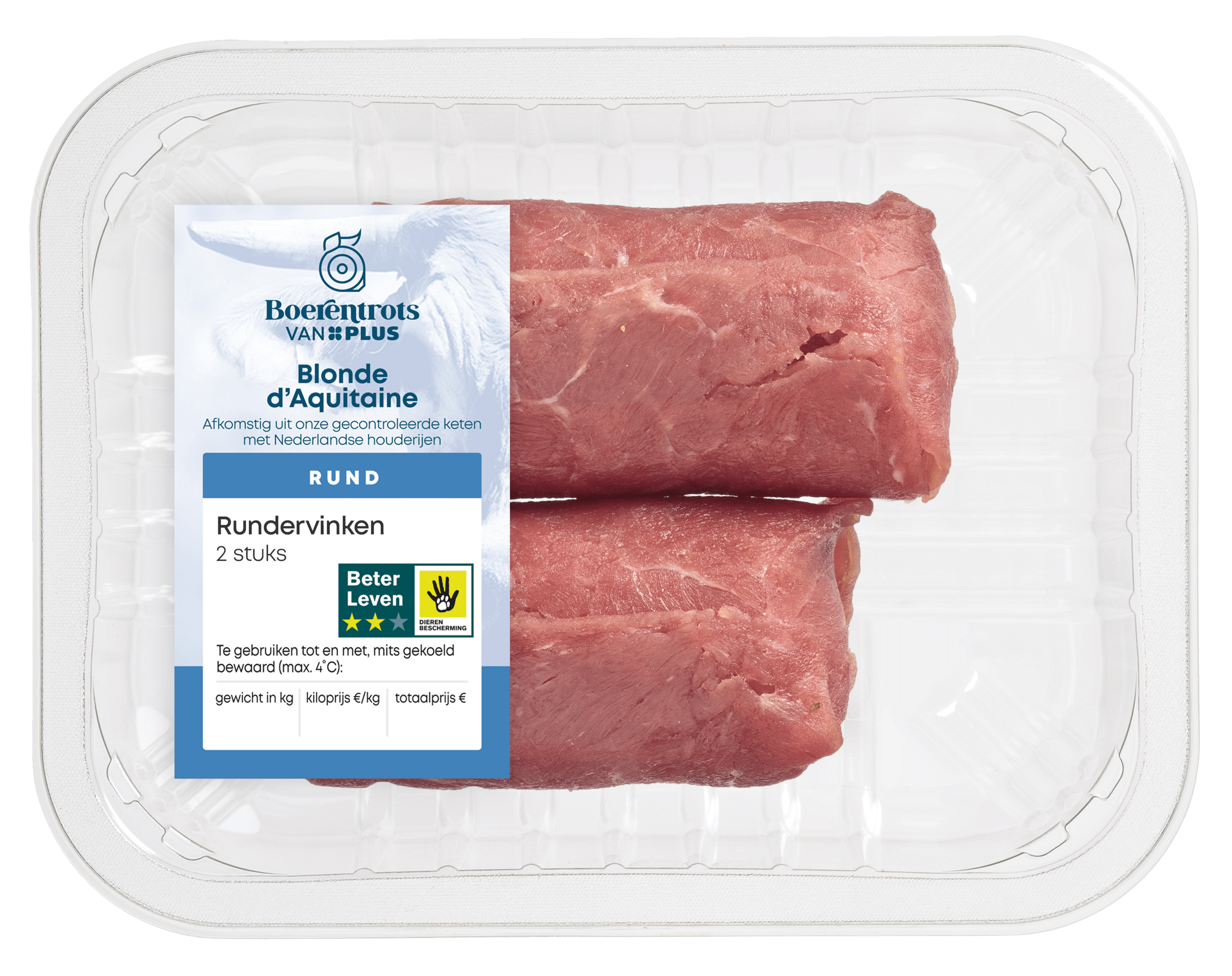 PLUS Boerentrots Blonde d'Aquitaine rundervinken 2 stuk