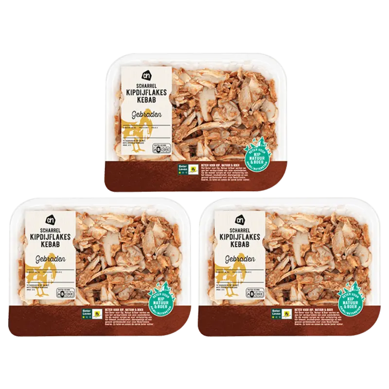 AH Scharrel gebraden kipflakes kebab 3-pack