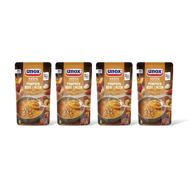 Unox Unox Pompoen rode linzensoep 4-pack