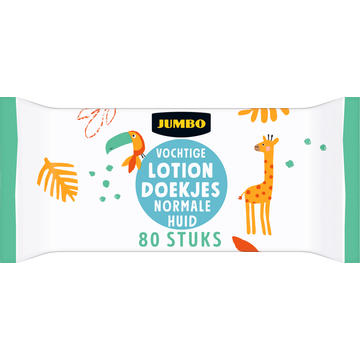 Jumbo Vochtige Lotion Doekjes Normale Huid 80 Stuks