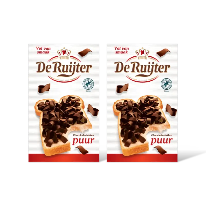 De Ruijter Chocolade vlokken puur 2-pack