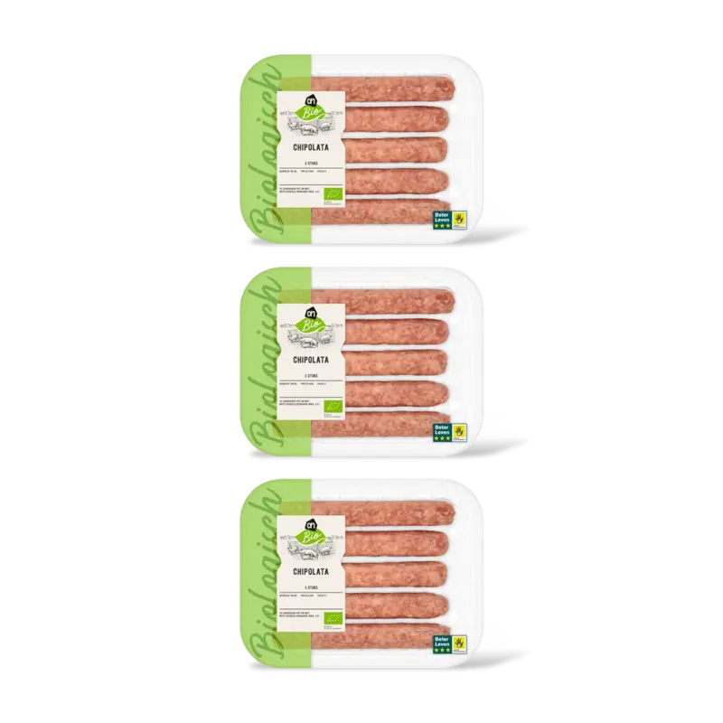 AH Biologisch Varkenschipolata 3-pack