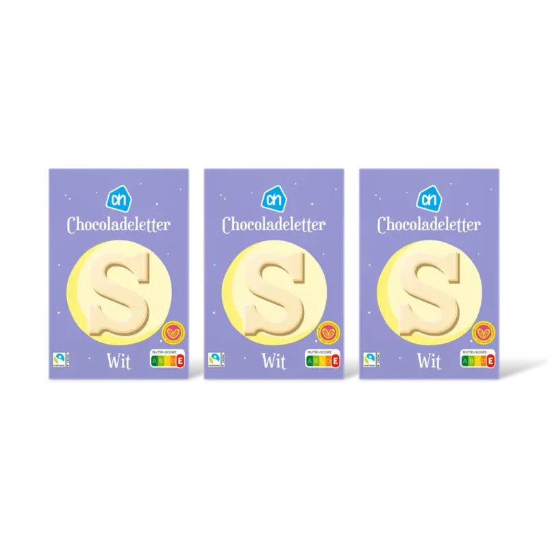 AH Chocoladeletter wit 3-pack