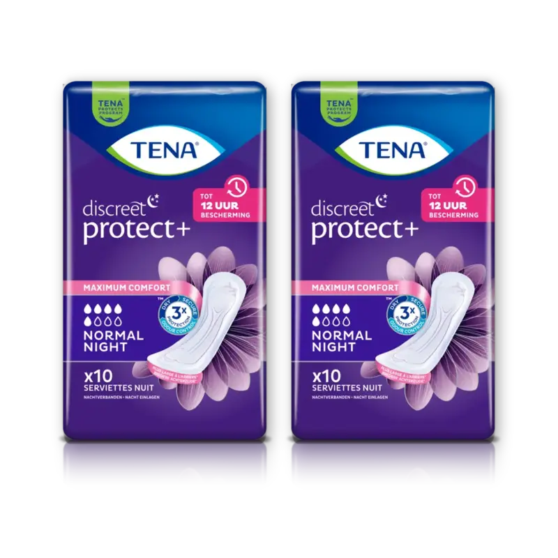 Tena Discreet protect+ normal night 2-pack