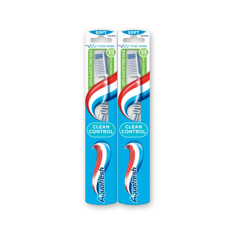 Aquafresh Clean control soft tandenborstel 2-pack