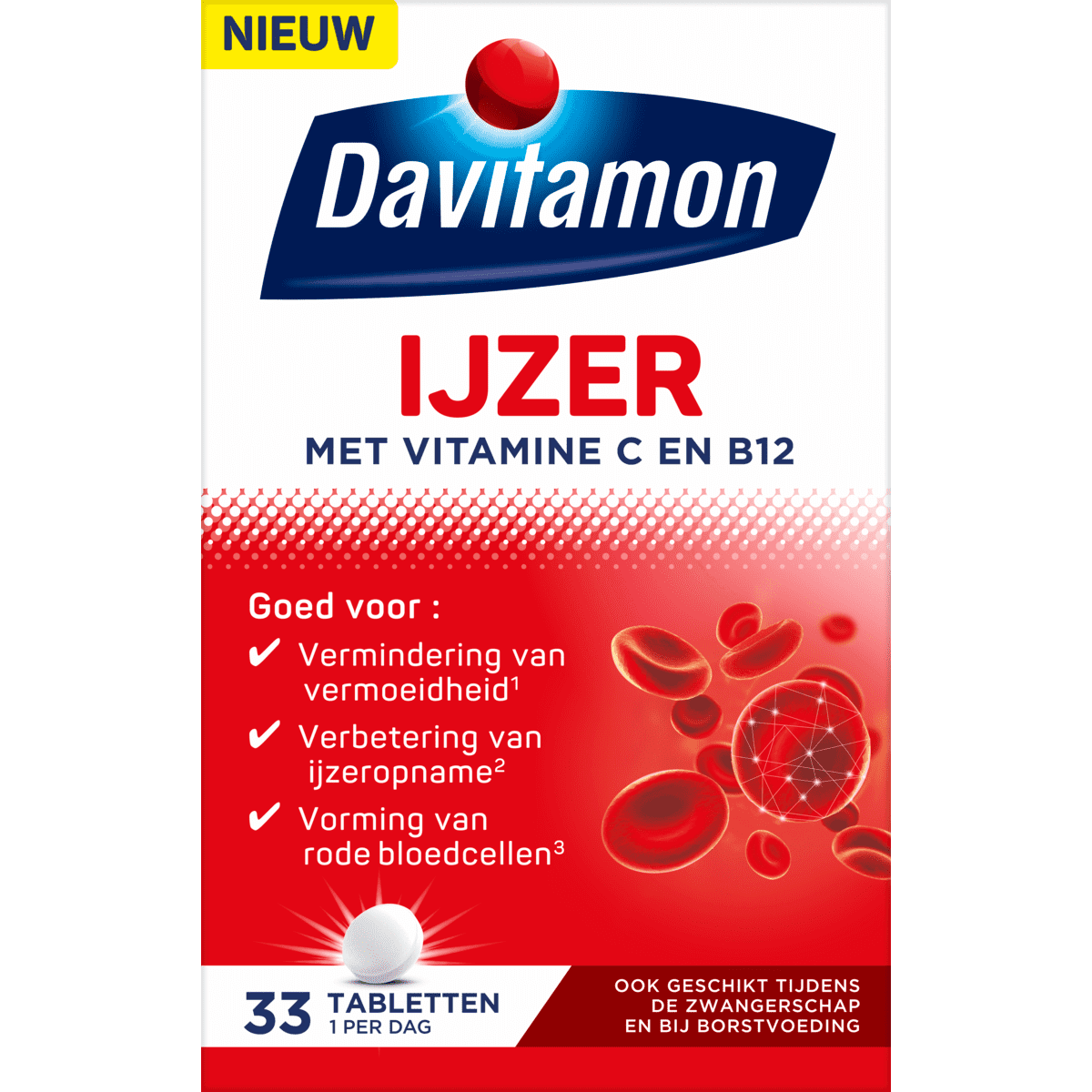 Davitamon Vit C & B12 IJzer Tabletten 33 stuks