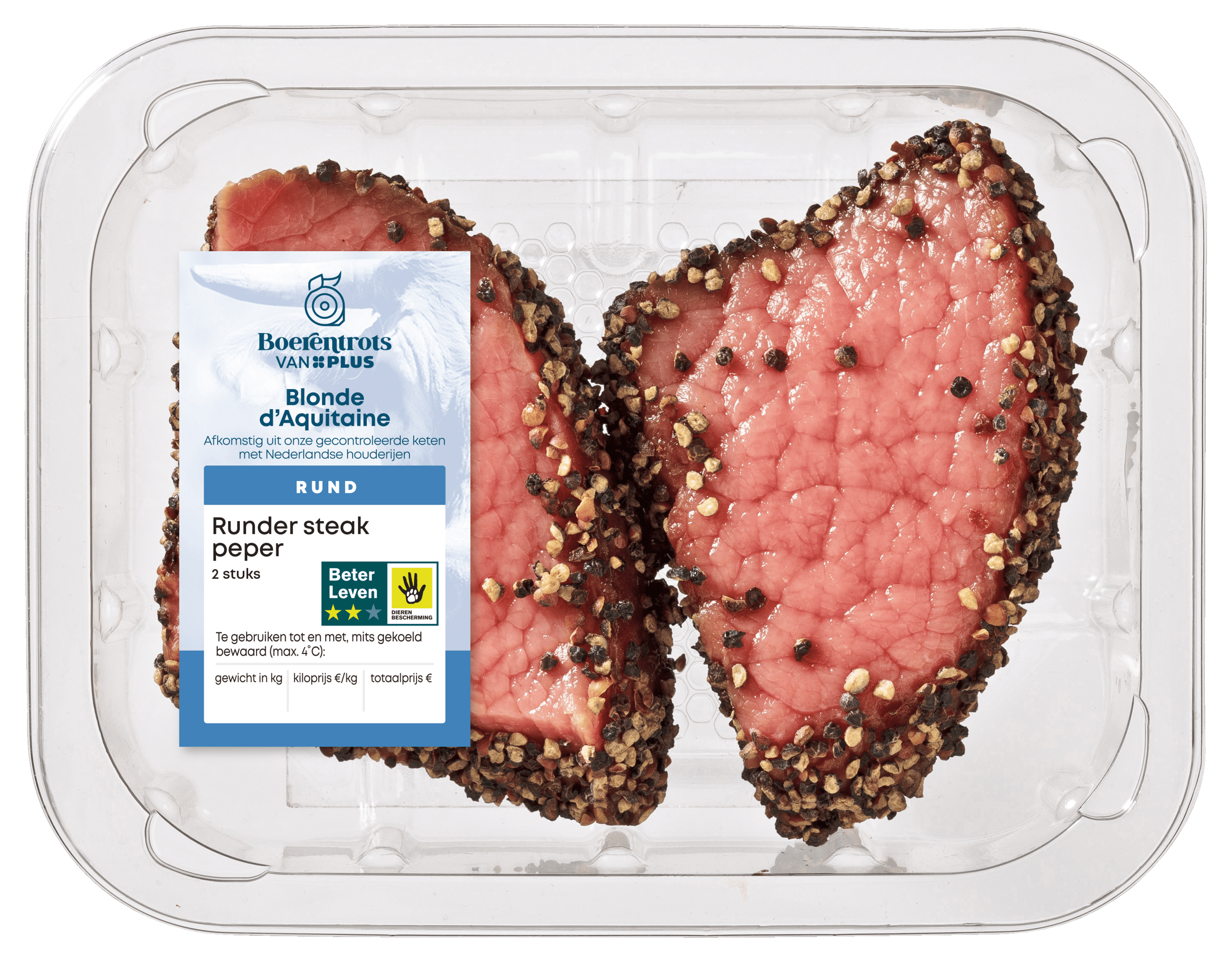 PLUS Boerentrots Rundersteak BLAQ Peper 2 stuks
