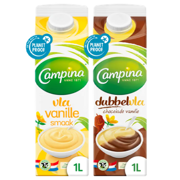 Campina Vla Vanille & Campina Dubbel Vla Vanille Chocolade
