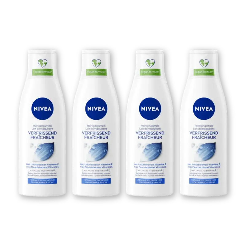 NIVEA Verfrissende reinigingsmelk vit E 4-pack