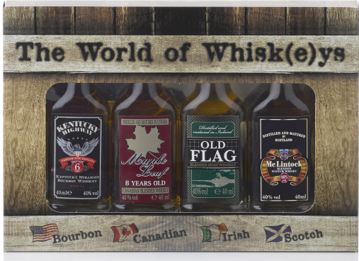 The World of Whiskey Set met 4 miniaturen