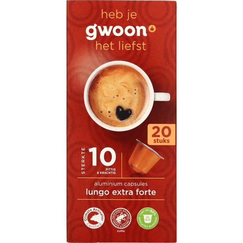 G'woon Koffiecapsules lungo extra forte
