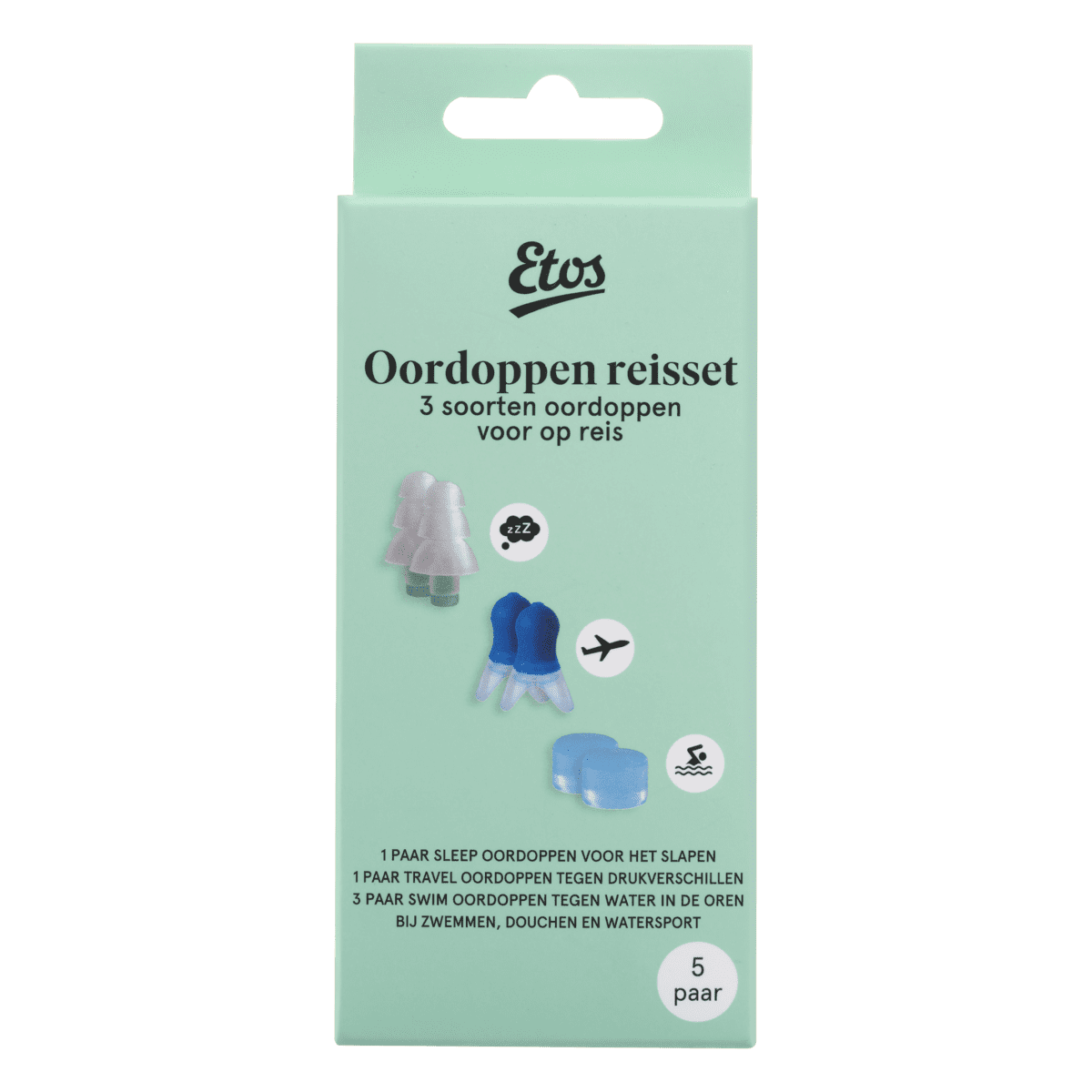Etos Oordoppen Reisset, 5 paar 