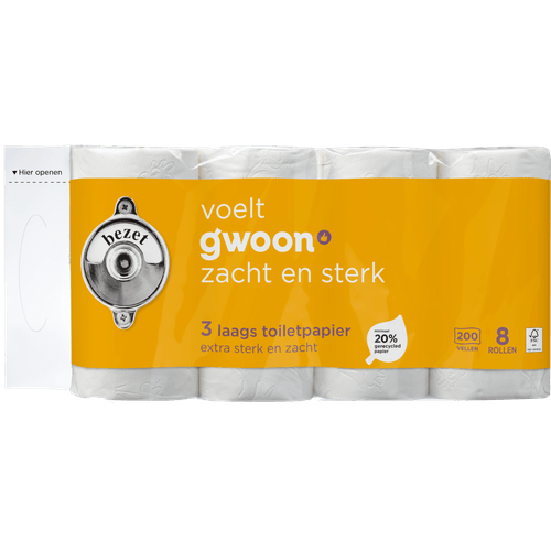 G'woon Toiletpapier 8 rollen 3-laags