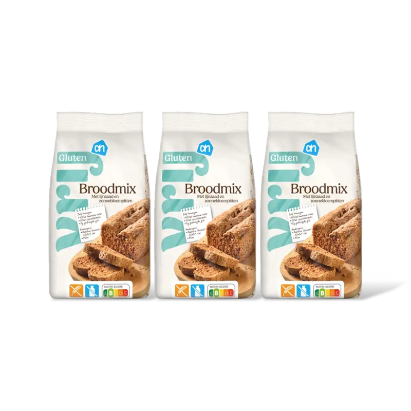 AH Glutenvrij Broodmix met lijnzaad & zonnebloempi 3pk
