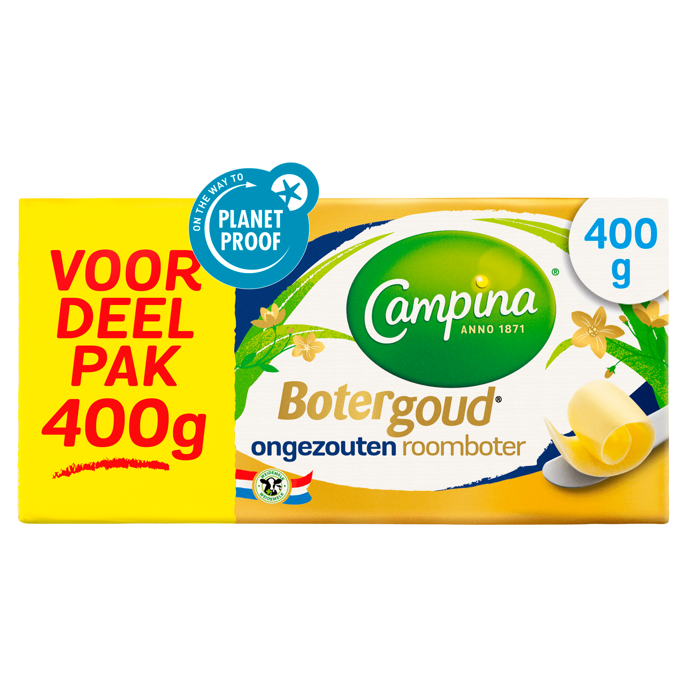 Campina Botergoud ongezouten roomboter