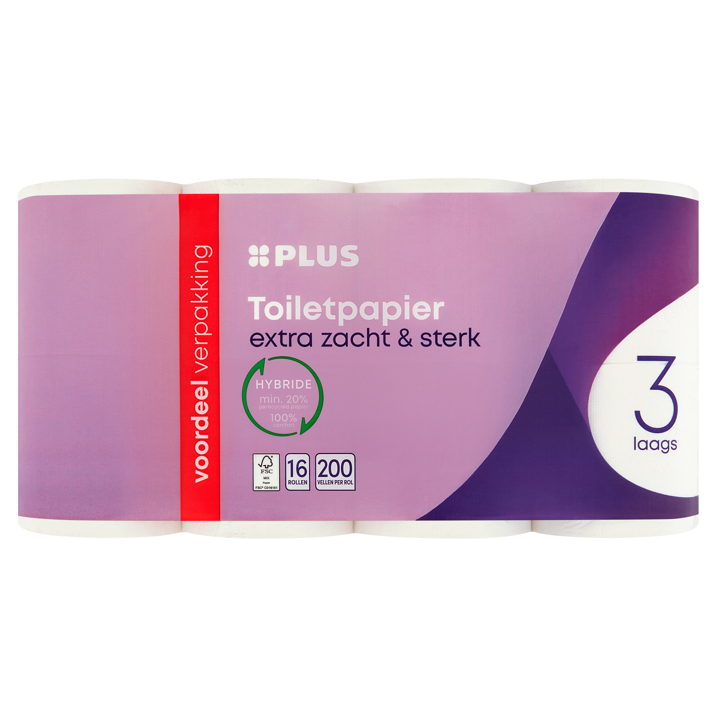 PLUS Toiletpapier 3-laags 16 rollen
