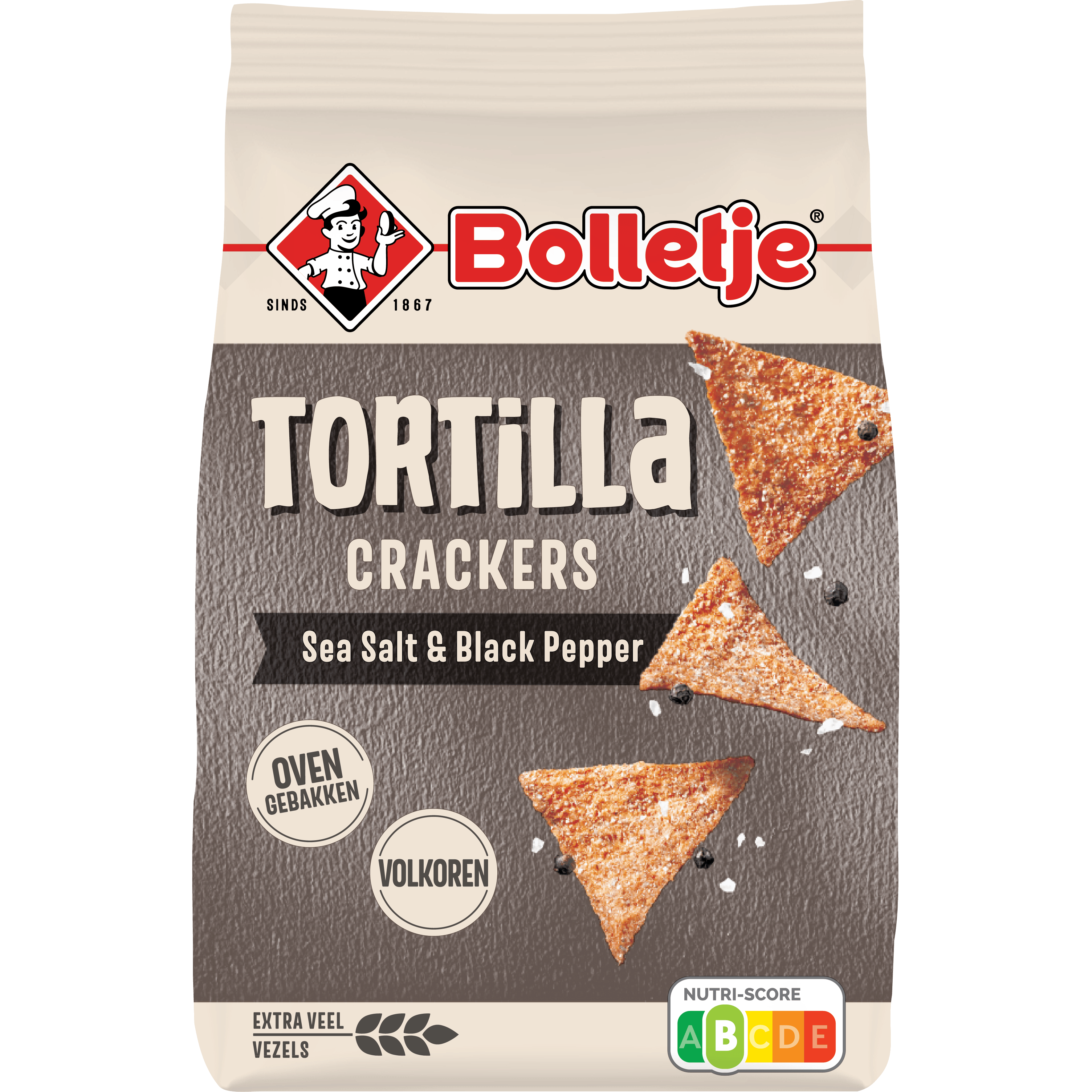 Bolletje Tortilla Crackers Sea Salt Black Pepp.