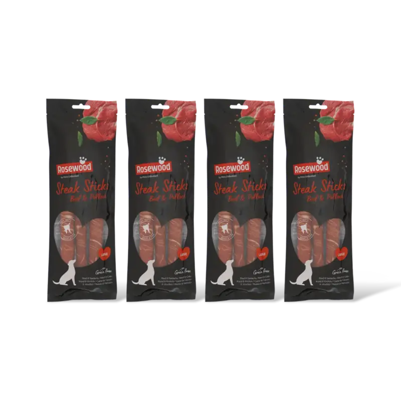 Rosewood Steak sticks beef & pollock large 4-pack