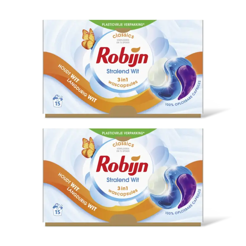 Robijn 3-in-1 Wascapsules stralend wit 2-pack