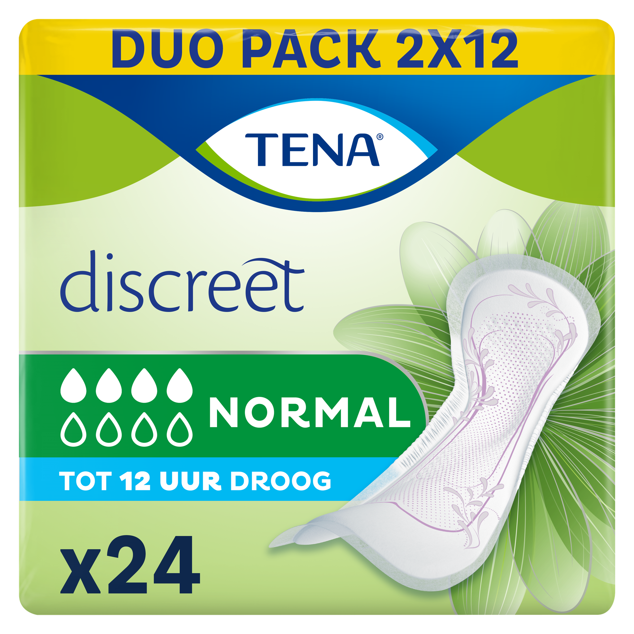 TENA Discreet Normal Incontinentieverband Duopack 2x12 stuks