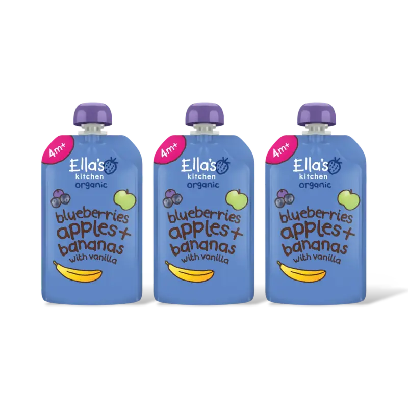 Ella's kitchen Blauwe bessen, appels, bananen 4m+ 3-pck
