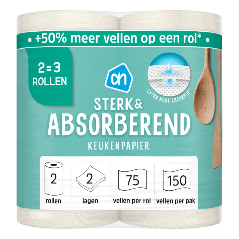 AH Keukenpapier sterk & abs 2=3 rollen