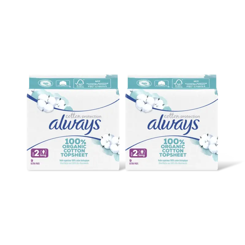 Always Organic cotton long maandverband 2-pack
