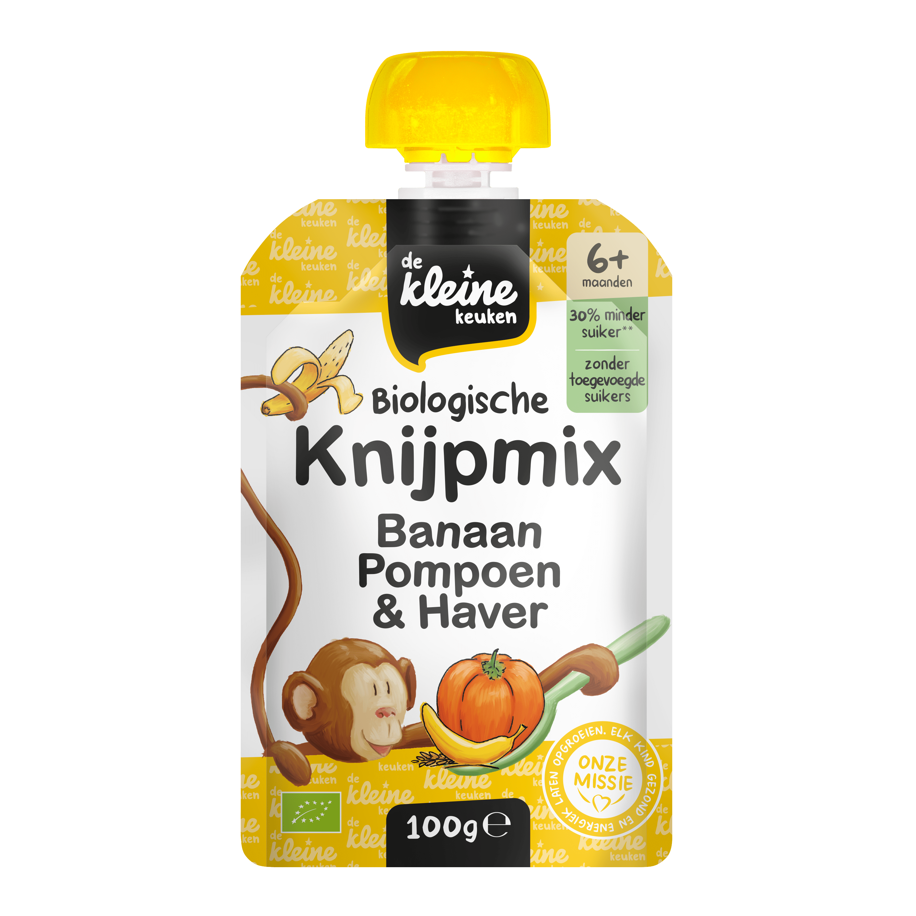 De Kleine Keuken Bio knijpmix 6+ banaan pompoen