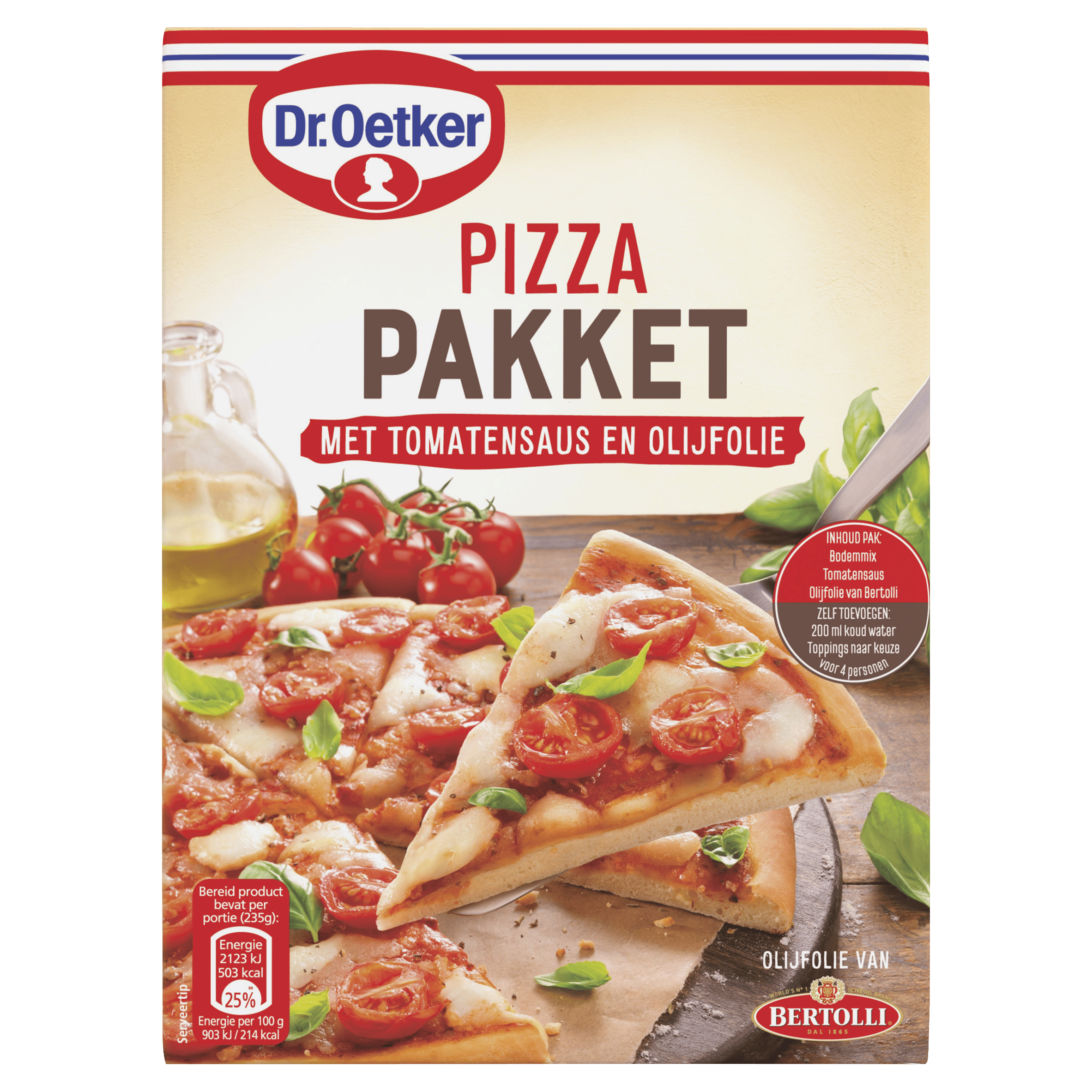 Dr. Oetker Pizza pakket tomatensaus en olijfolie