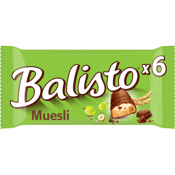 BALISTO MUESLI  Melkchocolade met biscuit rozijnen 6*18.5g Multipack