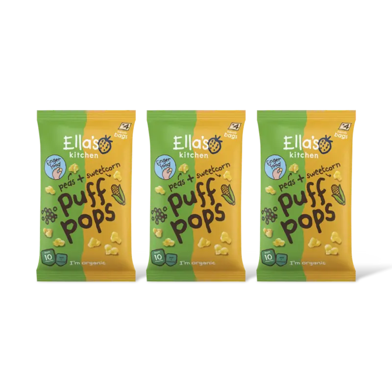 Ella's kitchen Puff pops erwt + mais 10m+ 3-pack
