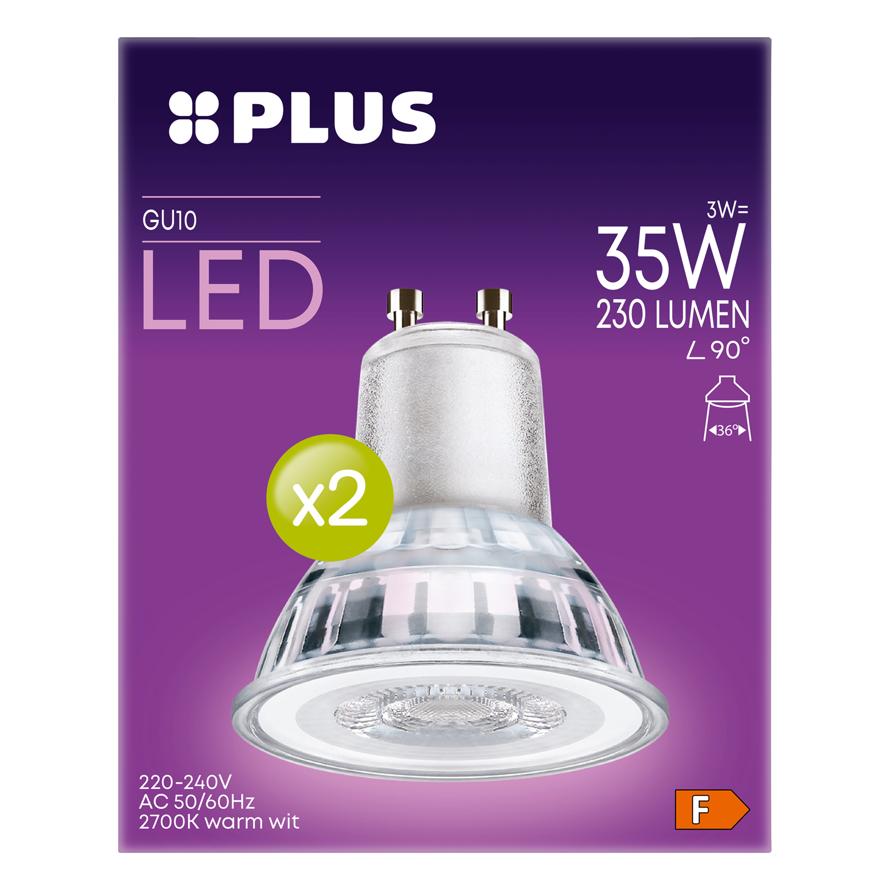 PLUS Lamp LED 35W Spot GU10 2PK