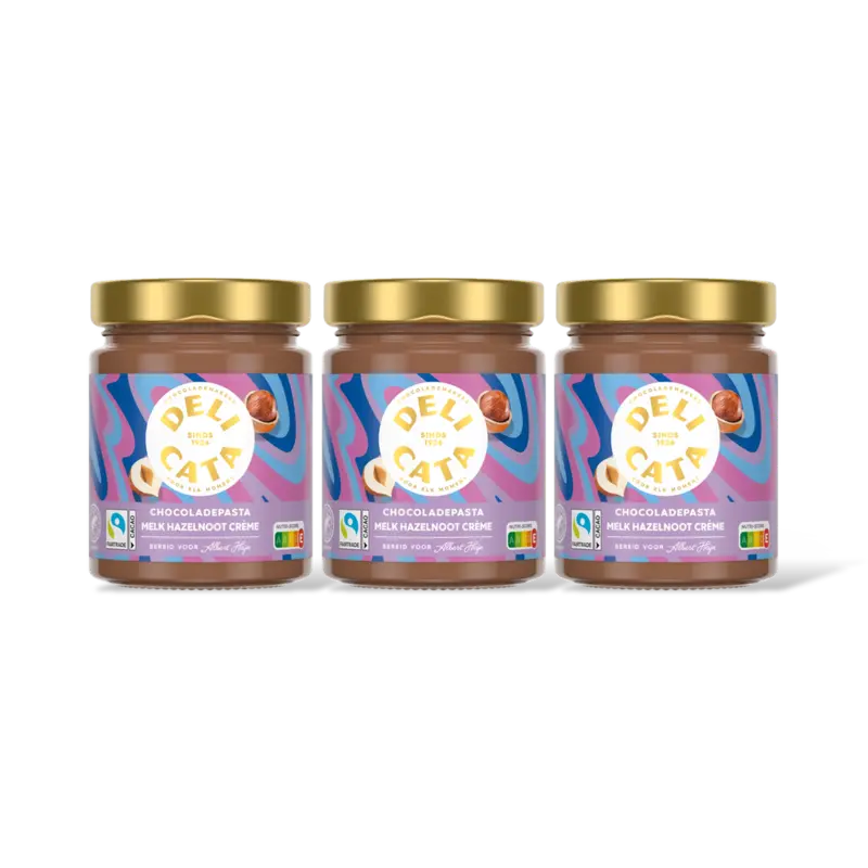 Delicata Chocoladepasta melk hazelnoot creme 3-pk