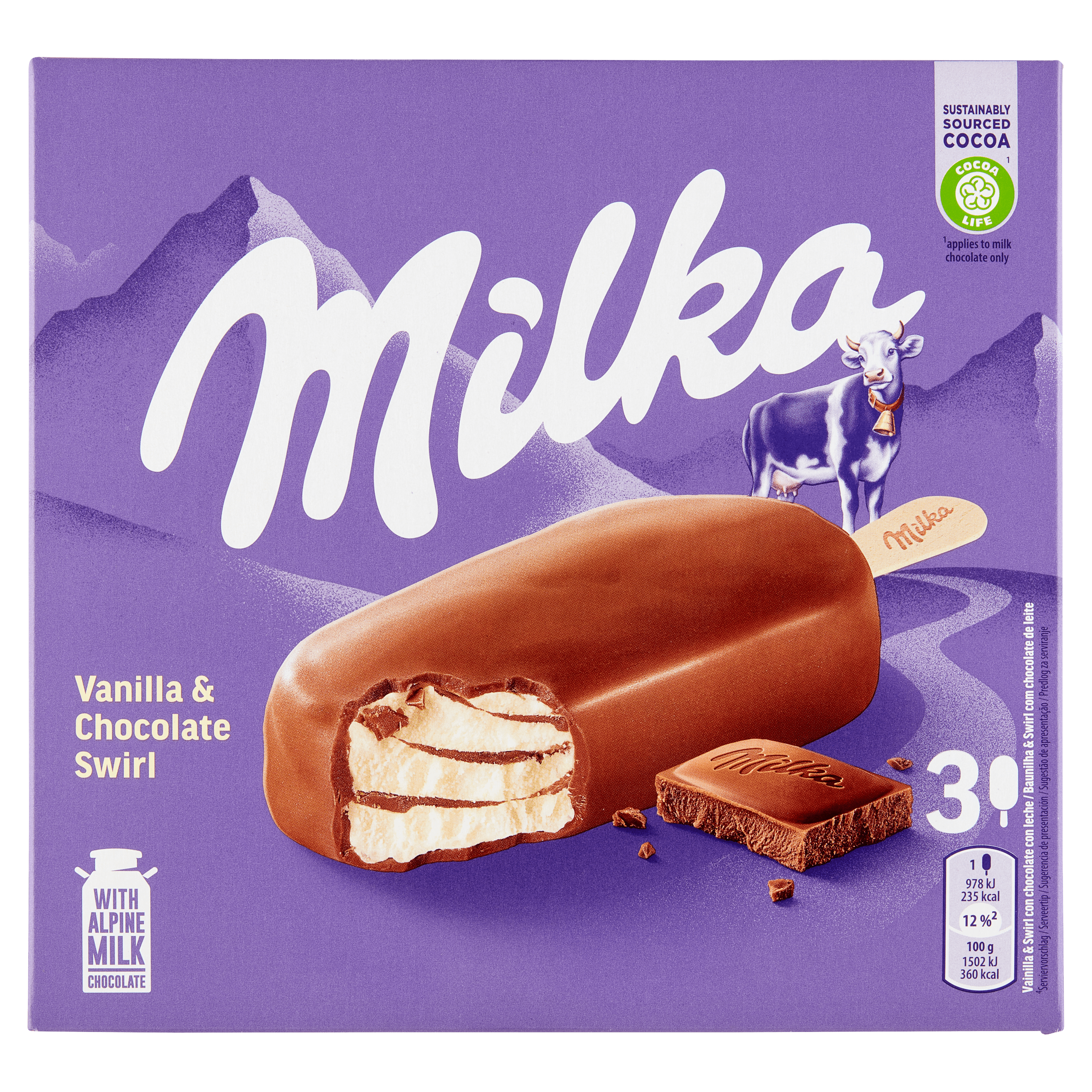 Milka Vanilla & chocolate swirl ijs