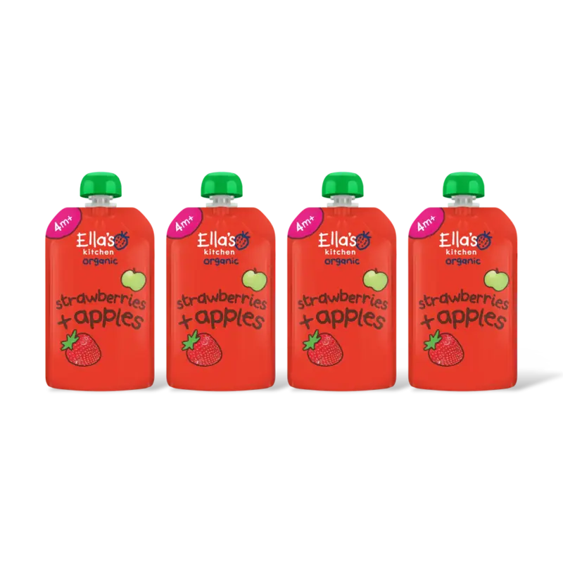 Ella's kitchen Aardbeien + appels 4m+ bio 4-pack