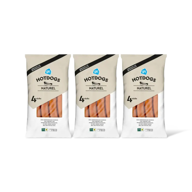 AH Hotdogs naturel 3-pack