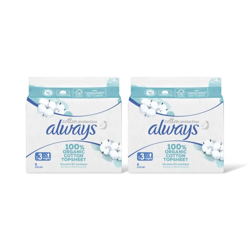 Always Organic cotton night maandverband 2-pack