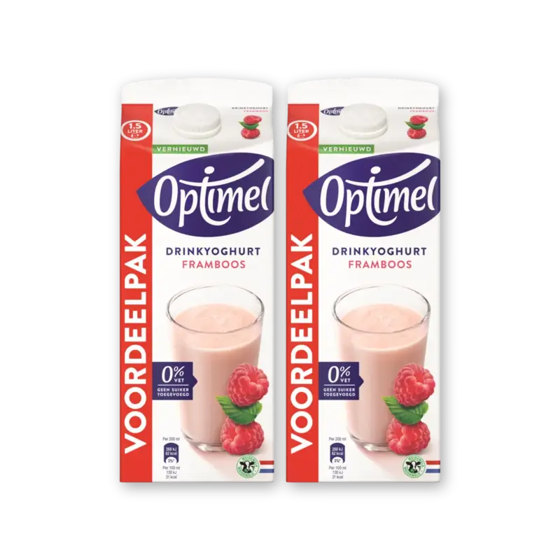 Optimel Drinkyoghurt framboos voordeelpak 2-pack