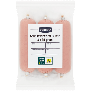 Jumbo Saks Leverworst Kleintjes 3 stuks a 35 g