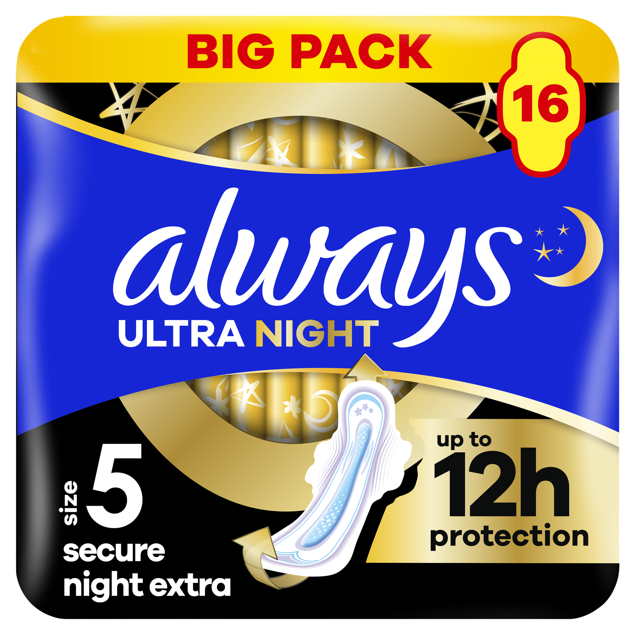 Always Maandverband Ultra Secure Night Extra Wings Big Pack 16 stuks